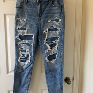 American Eagle Outfitters Women's Skinny Distressed Light Blue Jeans